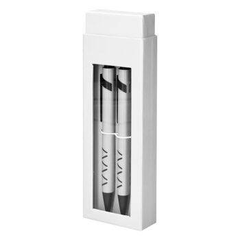 PARURE COFFRET CADEAU : 1 STYLO METAL ECRITURE BLEUE + 1 PORTE MINE-Stylos et écriture-Parure